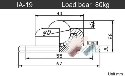 Technical drawing of Tough As Nails Universal Caster Wheels with 80kg load capacity and precise dimensions for installation.