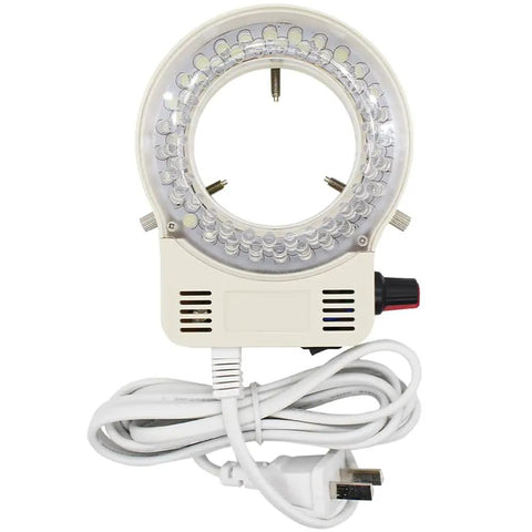 LED Ring Light For Microscope With 32 LEDs Adjustable Brightness Shadow Free Illumination For Stereo Microscope And On Camera Use Easy Mount And Secure Clamp White Light For Detailed Observation ring light with power cord and control knob