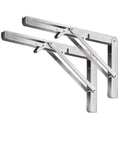 Heavy Duty Stainless Steel Triangle Bracket Set 2 Pack with 136kg Load Capacity, Foldable Release Catch Support for Benches, Tables, and Shelves