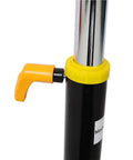Close-up of Heavy Duty Roller Stand Shop Workhorse 170 Lb Load Capacity Height Adjustable 27.5 To 46.6 Inches showing chrome drum and height lever.