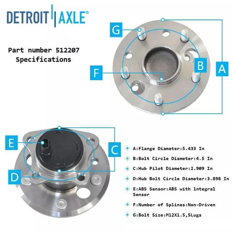Rear Right Wheel Bearing Hub Assembly For Toyota Camry 2002 Through 2011 Avalon 2005 Through 2012 Highlander 2001 Through 2003 Solara 2004 Through 2008 ES300 ES330 ES350 2001 Through 2012 With ABS Durable OEM Style Replacement For A Quiet Smooth Ride specifications and design details