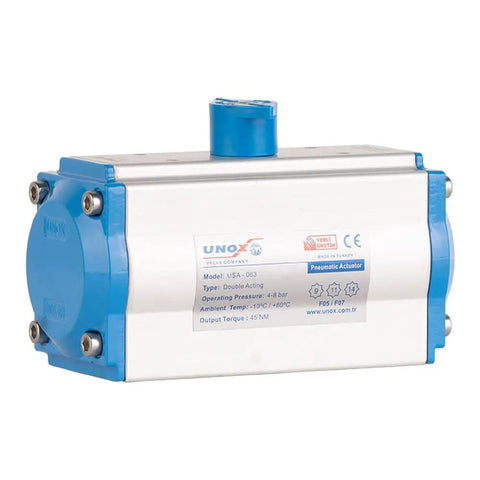 High Performance Single Acting Pneumatic Actuator Aluminum Piston Cylinder For Precision Industrial Valve Control with blue accents