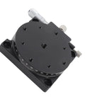 Manual Displacement Platform With Micrometer Fine Tuning And Cross Roller Guides 360 Degree Rotary Linear Stage shown at an angle.