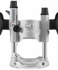 Front view of Palm Router Plunge Base For GKF125CE With Ultra Smooth Plunge Action And Micro Fine Adjustment, durable metal construction.