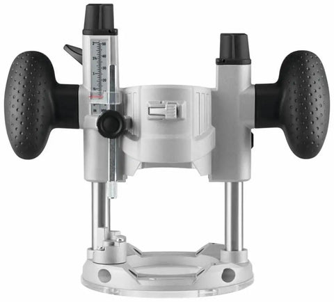 Front view of Palm Router Plunge Base For GKF125CE With Ultra Smooth Plunge Action And Micro Fine Adjustment, durable metal construction.