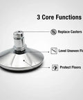 5 Pack 2 Inch Bell Glides For Office Chair Low Profile Caster Replacement Turn Rolling Wheels Into Rock Solid Stationary Feet Lock Your Chair Down On Wood Floors Silver showing core functions for replacing casters and protecting floors.