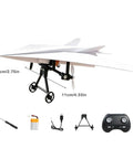 Electric Remote Control Paper Airplane Kit With Stabilizer And Dual Propellers, showing 11cm/4.33in plane and controller.