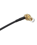 SMA Male To SMA Female Right Angle Aerial Extension Cable RG174 1M Coaxial, close-up view of right-angle connector