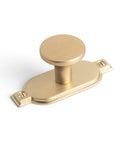Champagne Bronze Cabinet Knob With Vintage Oval Backplate 1.1 Inch Diameter High End Zinc Alloy Hardware, side angle view