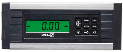 Pro Level Digital Protractor Slick Handheld Angle Finder With Crisp Backlit Screen And Fast Acoustic Alerts For Bullseye Precision Tilt Readings Ip65 Built Tough Tool featuring a clear green display and buttons.