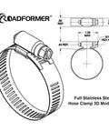 RoadFormer 0.75 in worm-gear stainless hose clamp, SAE 12, 1/2 in band, 17–32 mm range, 10-pack (front view)