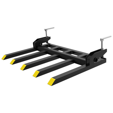Heavy Duty 42 Inch Clamp On Debris Forks For Skid Steer And Tractor Loaders With 2500 Lbs Capacity, rust resistant, side view
