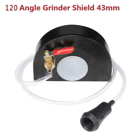 Front view of Angle Grinder Shield Kit With Dust Guard Shroud 360 Degree Pro Grade Protective Cover for Wet Cutting and Dust Collection.