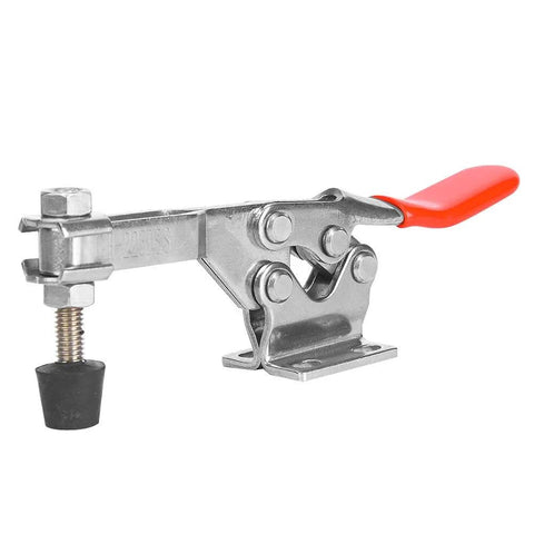 Beefy Rock Solid Heavy Duty Horizontal Toggle Clamp With 280Kg Holding Power, SUS304 Stainless Steel Welding Fixture, rubber handle