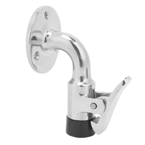 Heavy Duty Marine Grade 316 Stainless Steel Door Stopper Catch Set For Yachts And Ships shown from the side with spring loaded latch