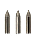 Close-up view of 3 stainless steel arrow tips from 20 Pack Glue On Archery Arrow Tips For Bamboo And Wooden Arrows, Stainless Steel Field Points