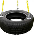 Heavy Duty Rubber Tire Swing Seat With Adjustable Coated Chains For Outdoor Swing Sets 3 Chain Suspension visible.
