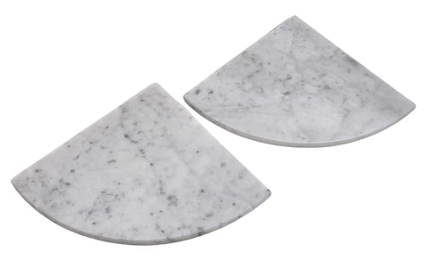 Carrara Marble Shower Corner Shelf 9 Inch, Polished Natural Stone, Two Pack, Five Eighths Inch Thick, No Hardware Included, Install With Silicone Or Adhesive, Easy Installation