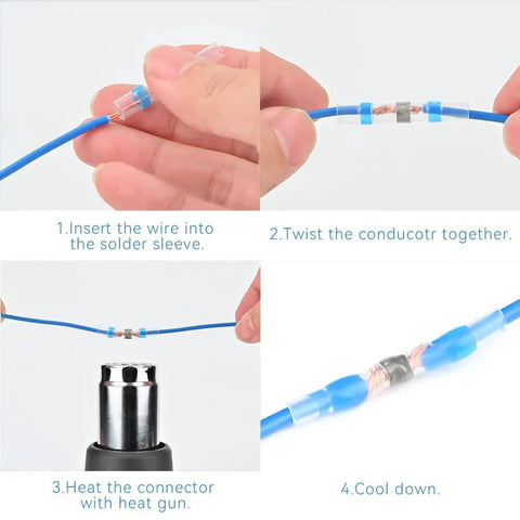Using the 150 Piece No Fuss Solder Seal Wire Connector Kit With Waterproof Heat Shrink Butt Terminals For 26 To 10 AWG, step-by-step guide.