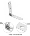 Heavy Duty 2x2 Inch Steel L Shaped Corner Braces For Tables And Shelves With Screws, Right Angle Joint Reinforcement details view