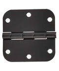 4 Inch Indoor Flat Iron Door Hinge Matte Black Plastic Rounded Corner for doors and windows, easy install, heavy duty, 3 piece