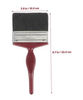 Workhorse Pro Grade Deck Stain Brush Large Paddle Brush With Ergonomic Red Handle, shown with dimensions, top view.