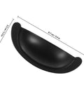 Semi Round Cabinet Drawer Pulls In Black Stainless Steel Cup Handles For Cabinets And Closets, Ergonomic Grip For Easy Opening, dimensions shown