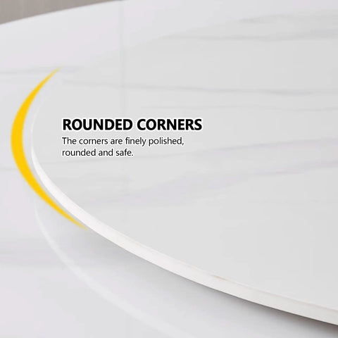 Polished Marble Lazy Susan Turntable with rounded corners, showcasing a smooth surface and safe design for dining.