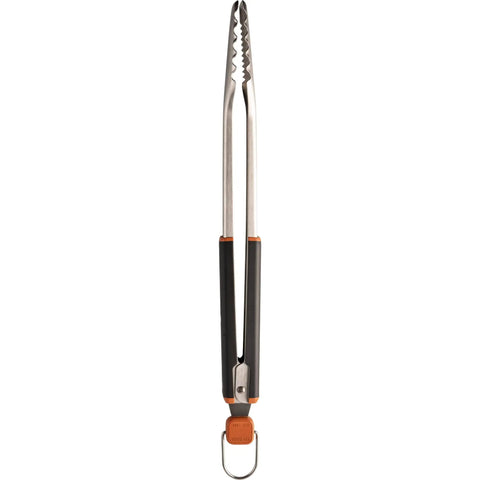 16.5 Inch Stainless Steel BBQ Tongs With Locking Mechanism Dishwasher Safe Serrated Edges For A Solid Grip Hanging Loop Long Handle