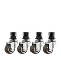 Four Pack 1.5 Inch Furniture Square Tube Caster Wheels Set With Stainless Steel Silent Brakes For Universal Racks Sizes 19 22 25
