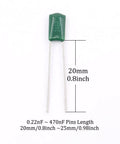 Green capacitor from Dope Mylar Film Capacitor Kit With 700 Pieces And 24 Values From 0.22nF To 470nF At 100V Tolerance 5 Percent