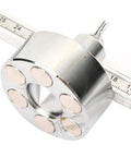 Magnetic Plasma Cutter Guide And Mount with adjustable height, six strong magnets, shown on measurement scale, metal cutting tool