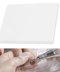 100 Pack Disposable Nonwoven Filter Cloths For Nail Vacuum Cleaners Nail Art Dust Collector Replacements shown with manicure use