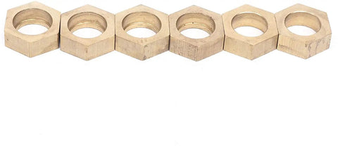 Six hexagonal T nuts from the 5/8 Inch T Slot Eccentric Clamping Kit Includes 6 Eccentric Bolts, 4 T Nuts, 6 Hex Stoppers and 2 Hex Wrenches
