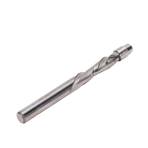 Fafeicy 1/4 Inch Shank Flush Trim Router Bit For CNC And Milling Tables With Precise 1 1/8 Inch Cutting Length shown in a close-up view.