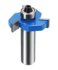 15/32 Inch Shank 3 Wing Carbide Router Bit With Ball Bearing Guide shows blue and silver design for precision woodworking.