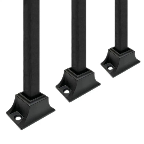 1/2 Inch Iron Baluster Flat Shoes for Indoor Stairs, Screw Down Base Baluster Shoes, Satin Black Stair Parts