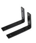 Heavy Duty Stainless Steel L Brackets Two Pack Matte Black Shelf Supports Built Tough Sixty Kilogram Capacity close-up view