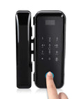 Keyless Entry Door Lock With Keypad And Fingerprint, Dope Smart Glass Door Lock With Password And Swipe in black