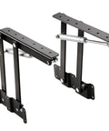 Two Pack Hydraulic Lift Top Hinges For Coffee Tables Featuring Quiet Soft Close Action And Smooth Glide Motion, black steel hinges with hydraulic lift.