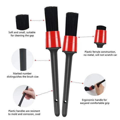 9 Piece Auto Detailing Brush Set With Soft Bristles For Interior And Exterior Cleaning Including Wheels, Vents, Seats, Engine, Carpets And More For Cars, Trucks, SUVs And Motorcycles All In One Automotive Cleaning Kit.