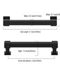 Diagram showing measurements for 10 Pack 5-Inch Matte Black Cabinet Pulls, including length and screw hole distance.