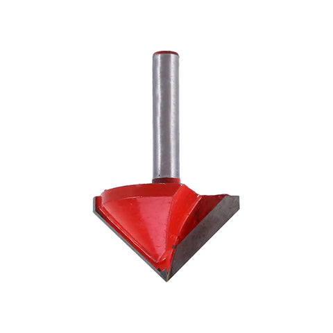 1/4 Inch Shank V Groove Router Bit With Double Carbide Edges For Clean 90 Degree Chamfers And Engraving On Wood acrylic MDF PVC Made For Cool Woodworking Signs And Fancy Decor Projects, red and silver design.