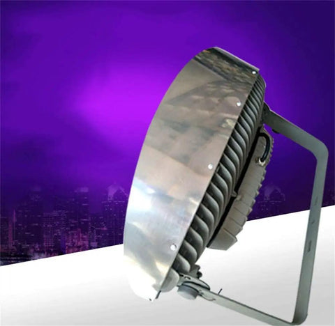 Heavy Duty Rechargeable Floodlight IP66 Waterproof High Power LED Work Light with aluminum casing and tempered lens, side view.