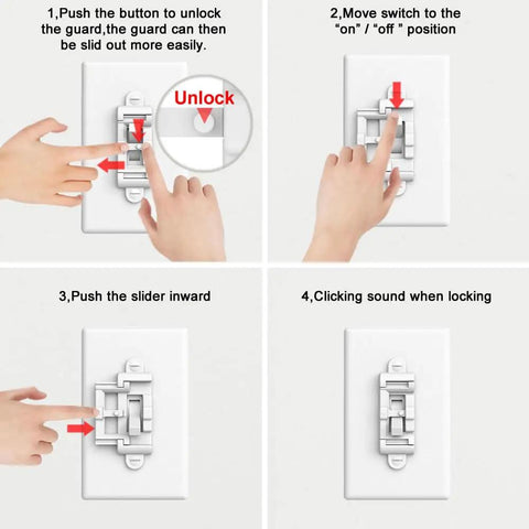 Ultra Thin Light Switch Guard Cover Set Of Four Kid Proof Switch Plate Lock To Prevent Accidental On And Off Easy Install