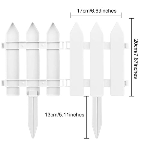 White Plastic Garden Fence Kit With 22 Pieces Easy Install Picket Fence Edgings For Lawn Flower Beds Plant Borders