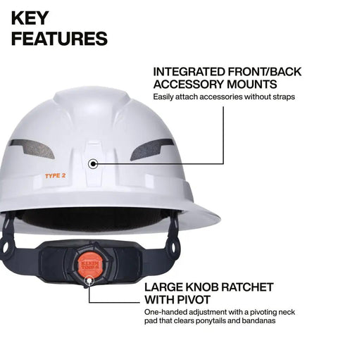 Type 2 Non Vented Full Brim Hard Hat With Rechargeable 300 Lumen Headlamp, Class E ANSI Z89.1 2014 R2019, side view
