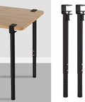 Slick Clamp On Adjustable Table Legs, Rock Solid Drill Free Desk Supports For Home Office, 37 Inch Black Iron Feet, 4 Pack