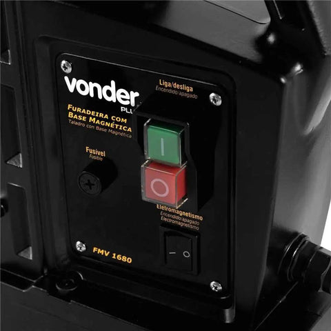 Control panel of Heavy Duty Magnetic Base Drill Press Rock Solid Shop Workhorse Two Twenty Volt Portable Core Boring Rig.
