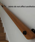 Premium 4 Foot Wooden Stair Handrail Featuring A Hella Secure Non Slip Grip Heavy Duty Iron Bracket Kid Safe And Top Shelf Crafted For Indoor Or Outdoor Home Use Reliable Daily Support That Truly Pays Off, showing wood grain and iron mounting.